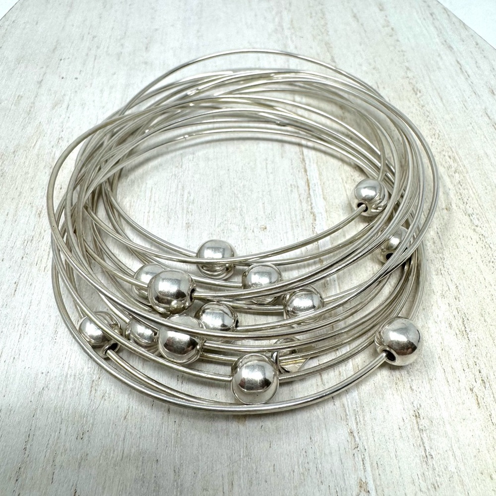 Sterling Silver, Interlocking Wired Bangle Bracel… - image 2
